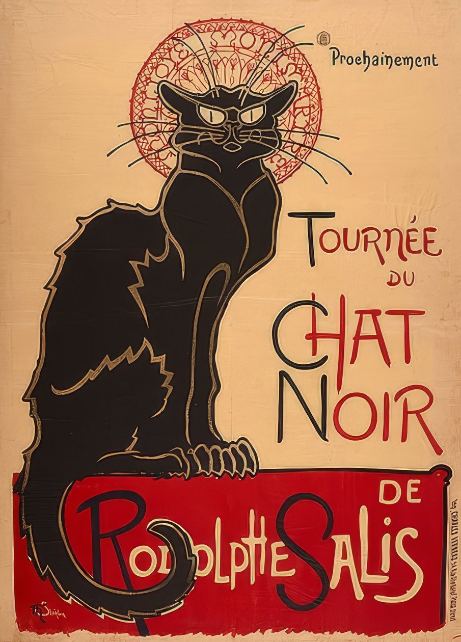 Tour of the Black Cat af Rodolphe Salis (1. Fassung). Frankrig 1896, Charles Vernaux, Paris af Théophile Alexandre Steinlen