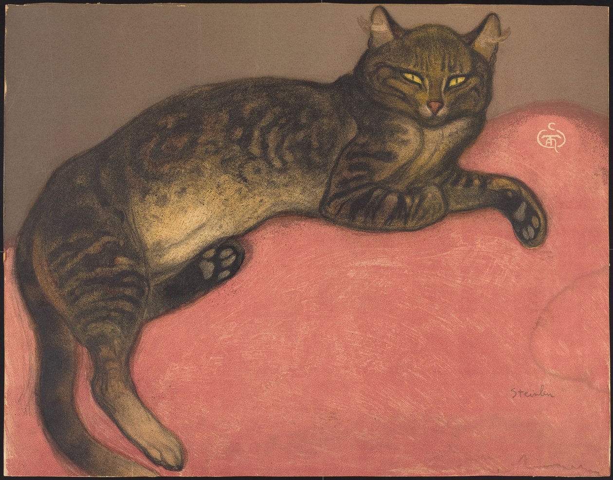 Vinter: Kat på en pude af Théophile Alexandre Steinlen
