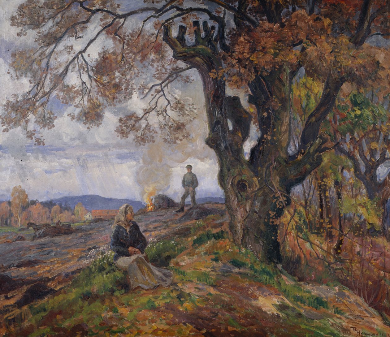 Bål af haveaffald af Thorolf Holmboe