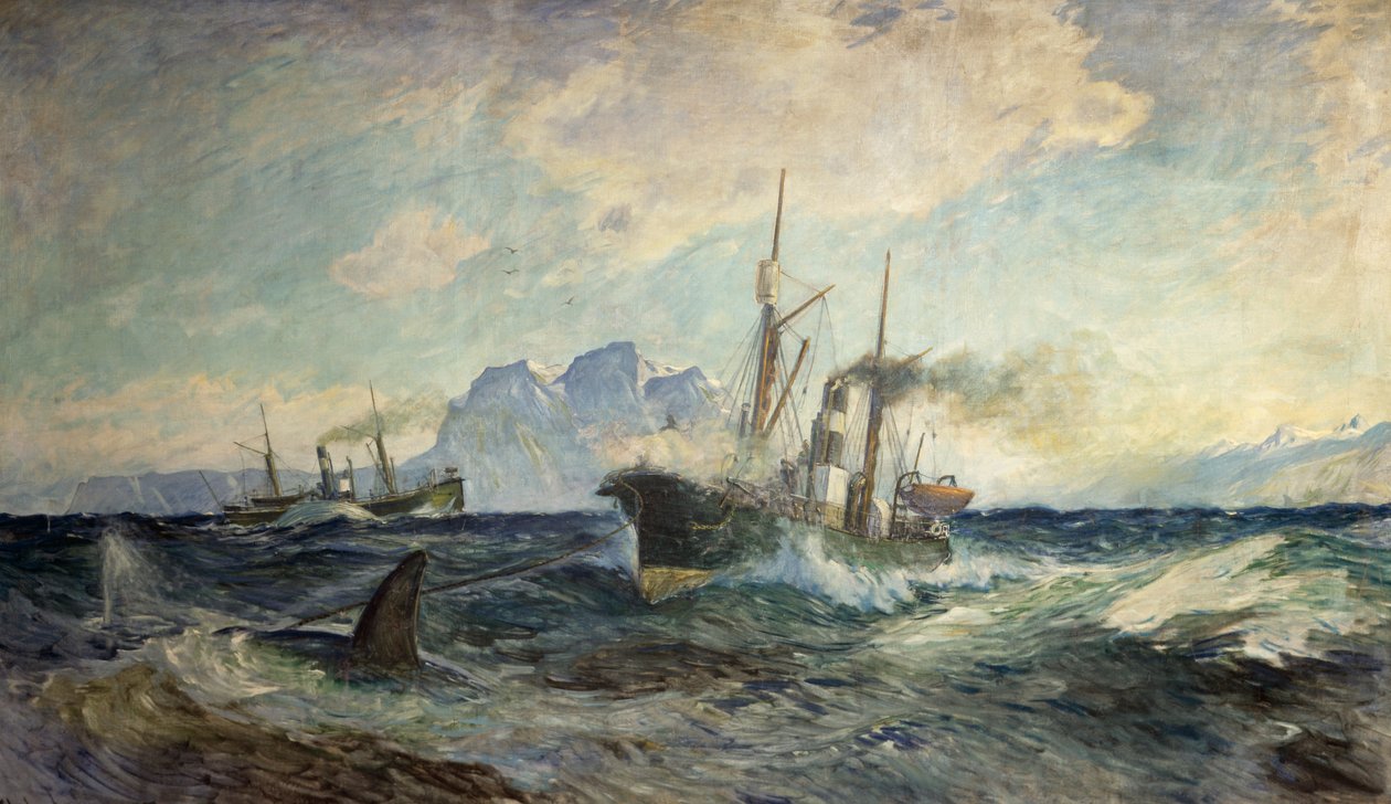 Duncan Grey og Nancy Grey i kamp med hval af Thorolf Holmboe