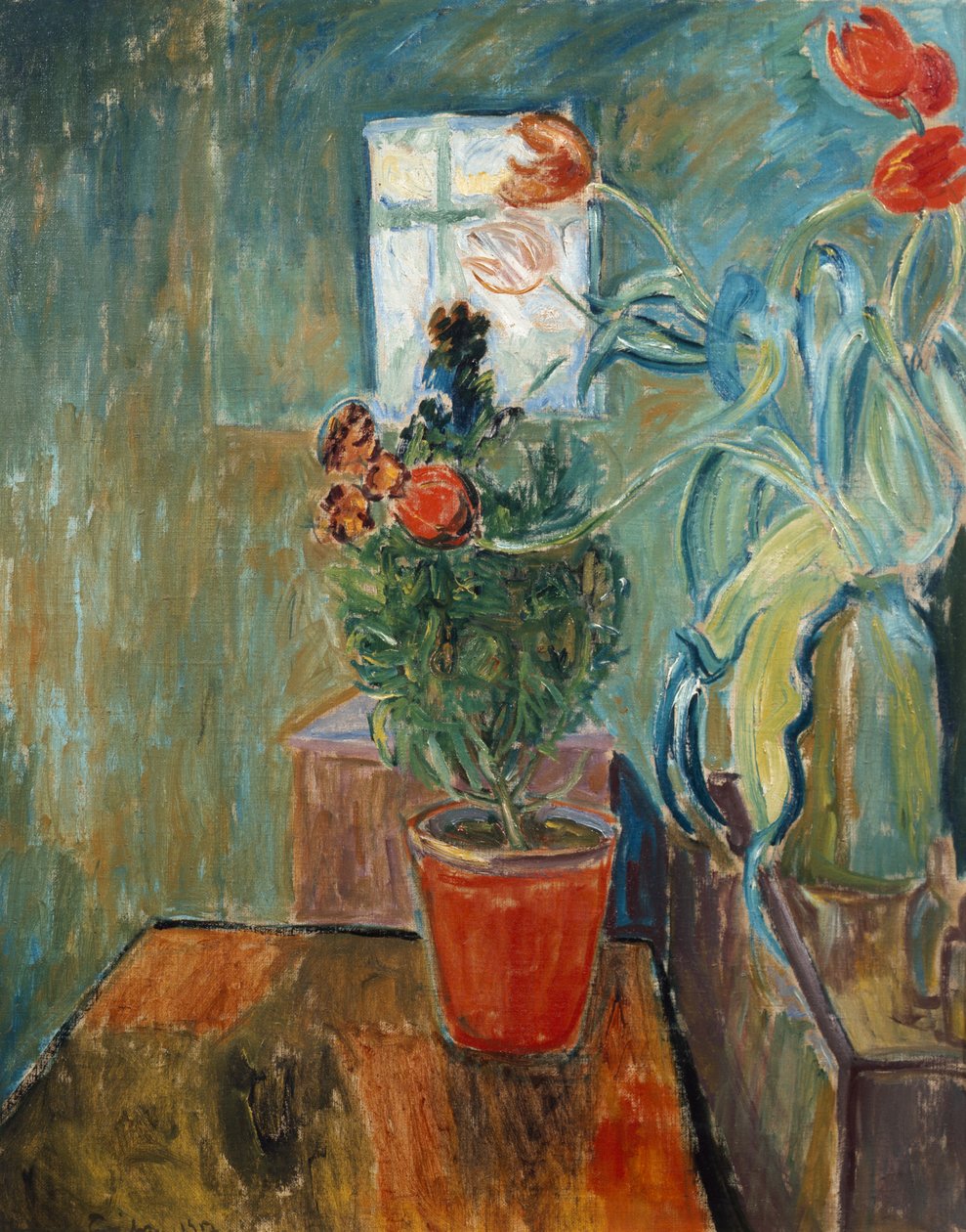 Wallflower og tulipaner af Thorvald Erichsen