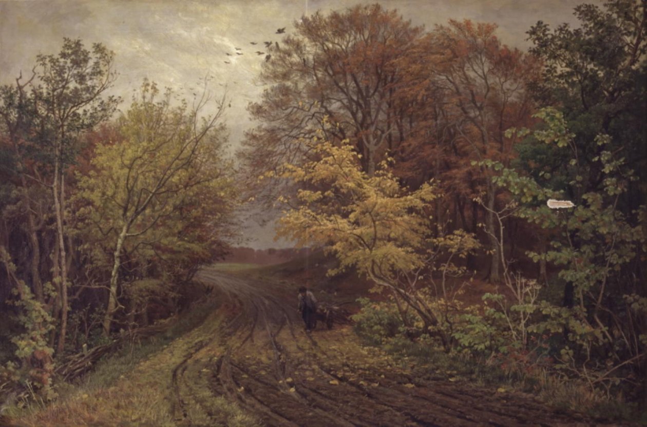 Vej i Borrevejle Skov. Oktoberdag af Thorvald Niss