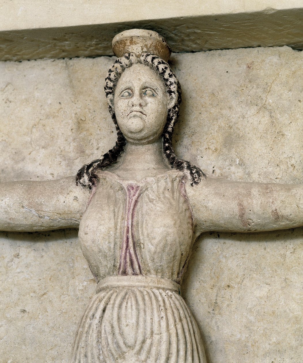 Thrakisk grav af Sveshtari, detalje af en statue af kvinde i Atlas, 3. århundrede f.Kr. (stenskulptur) af Thracian Thracian