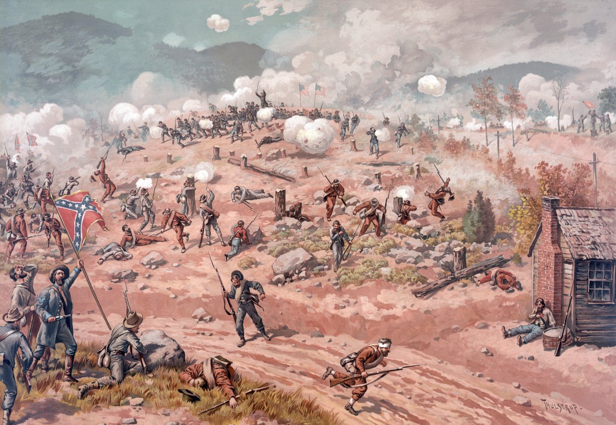 Battle of Allatoona Pass, pub. L Prang & Co., 1886 af Thure de Thulstrup