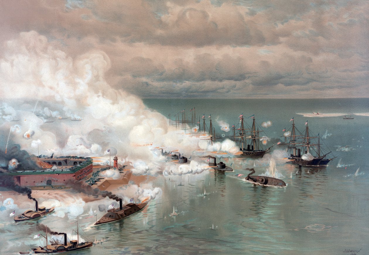 Battle of Mobile Bay, pub L Prang & Co. af Thure de Thulstrup