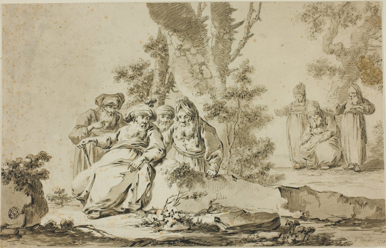 Figurer i orientalsk dragt i et landskab af Tiberius Dominikus Wocher