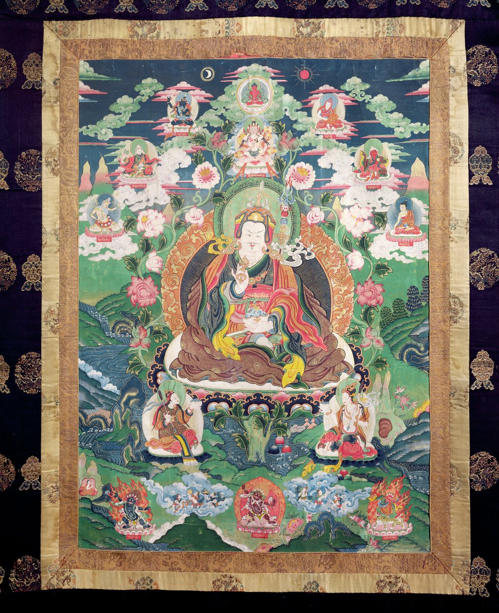 Tanka af Padmasambhava, ca. 749 e.Kr. (malet stof) af Tibetan School