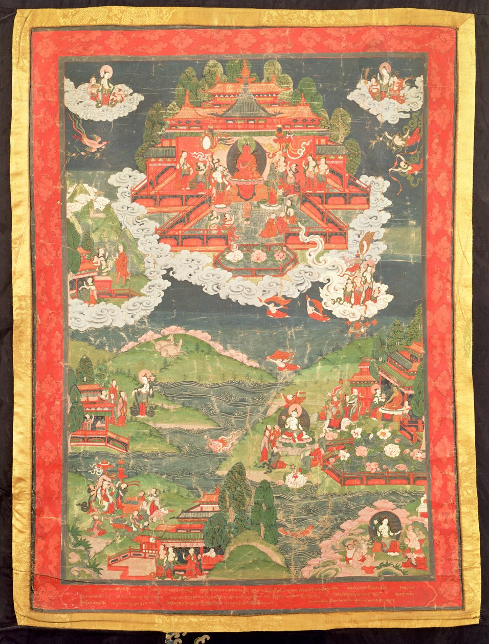 Thangka of the Paradise of Amitabha (malet silke) af Tibetan School