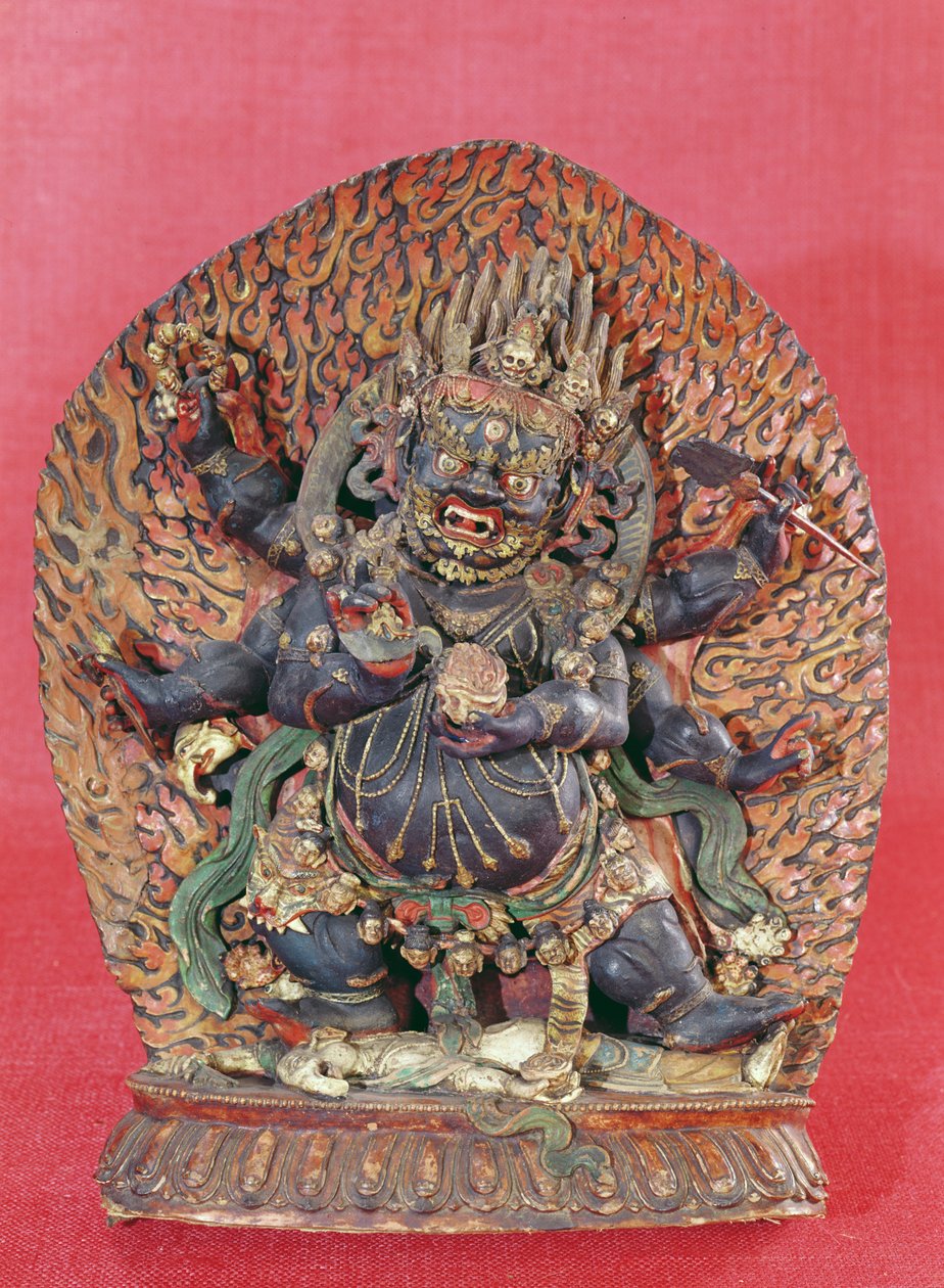 Figur af Mahakala (ibenholt, menneskelig knogleaske og ler) af Tibetan School