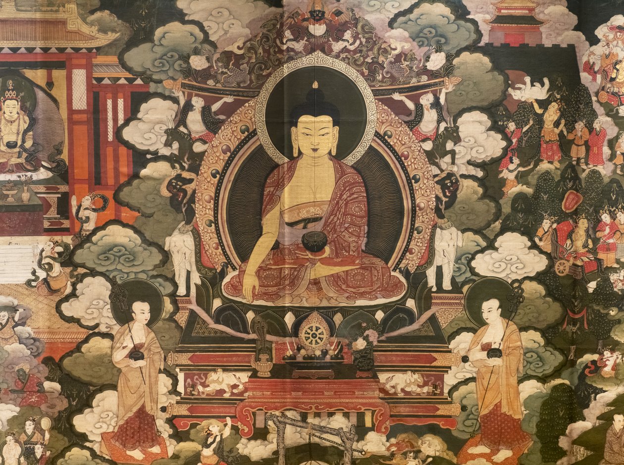 Scener af Buddha Shakyamunis liv af Tibetan School