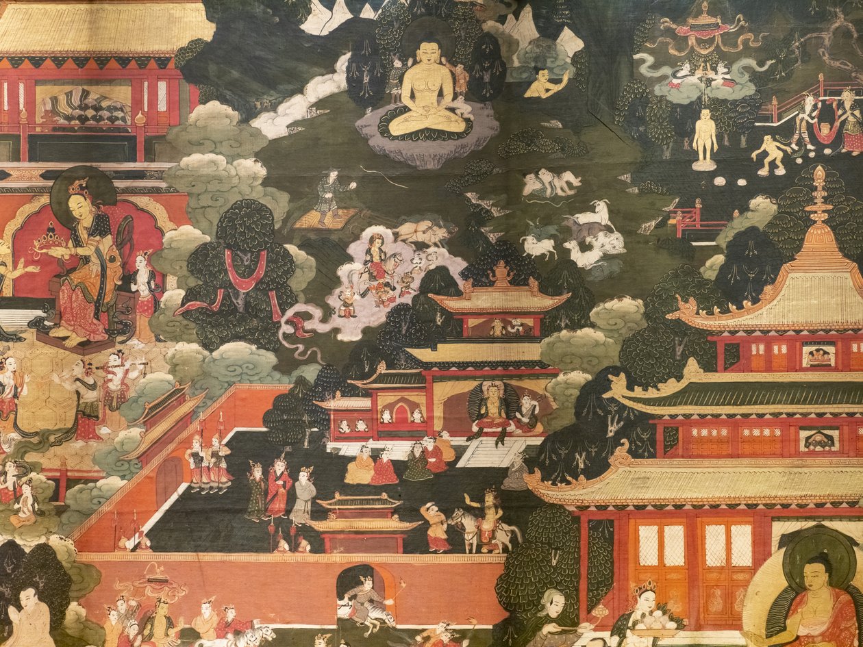 Scener af Buddha Shakyamunis liv af Tibetan School