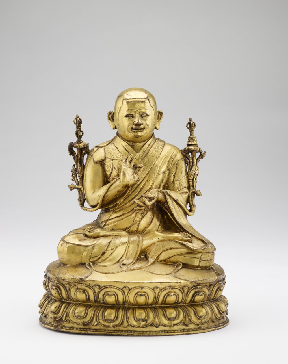 Shalu Lama Rinchen Khyenrab Chokdrub Palzangpo, ca. 1600 (forgyldt kobberlegering, med spor af pigmenter) af Tibetan School