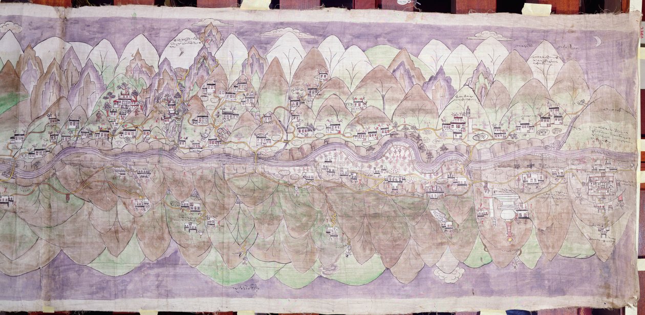 Måneenden af Tsari rongkor (malet klæde) af Tibetan School