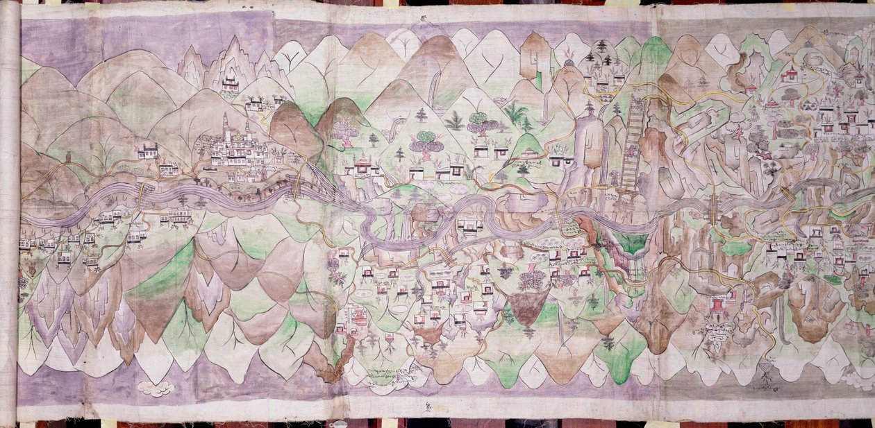 Den midterste del af Tsari rongkor (malet klæde) af Tibetan School