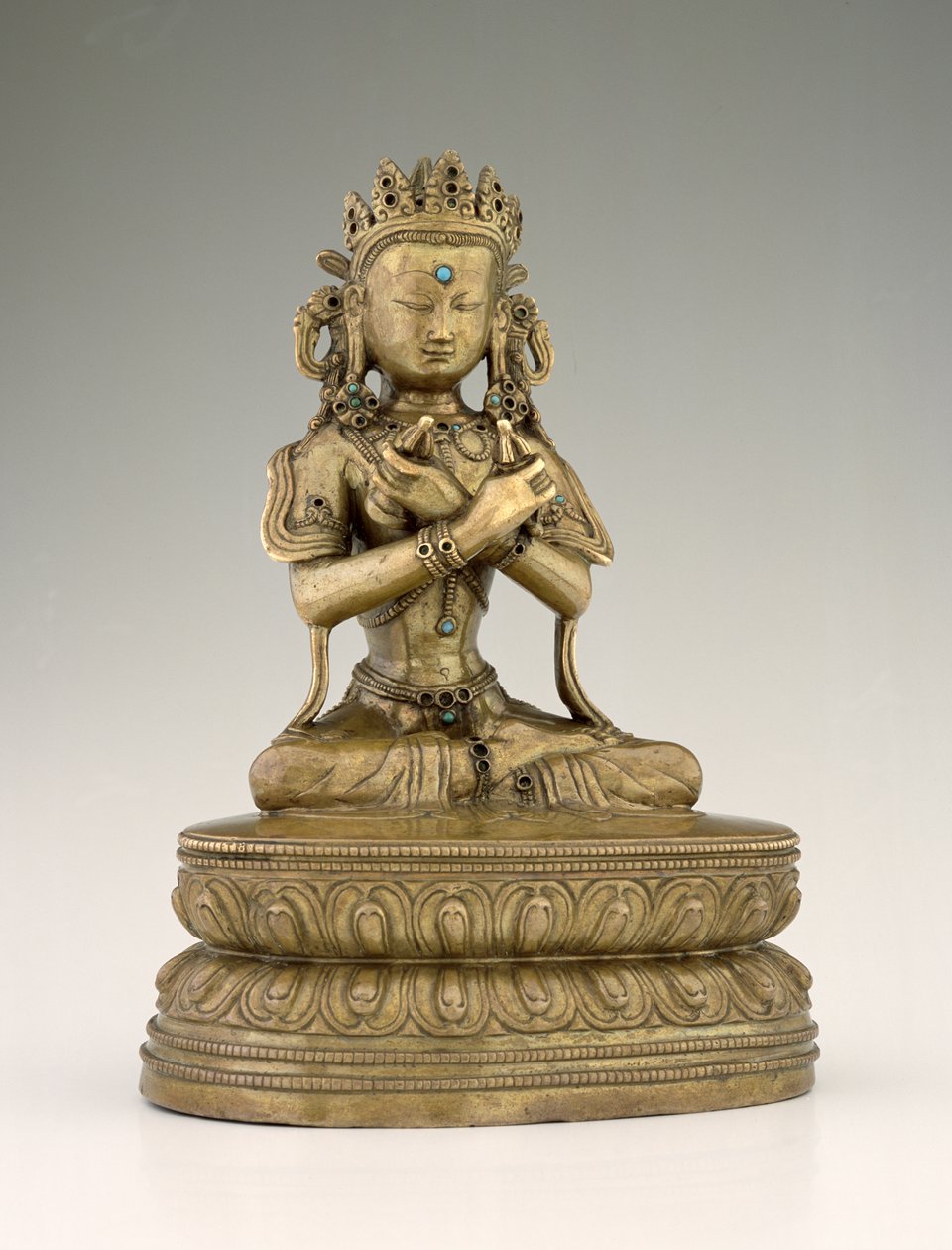 Vajradhara Buddha (kobberlegering og ædelstene) af Tibetan School