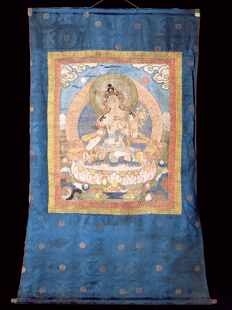 White Tara, fra Bhutan (tekstil) af Tibetan School