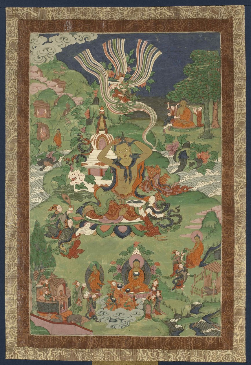 Thangka med scener fra Buddhas liv, anden halvdel af det 19. århundrede.. af Tibetan culture.