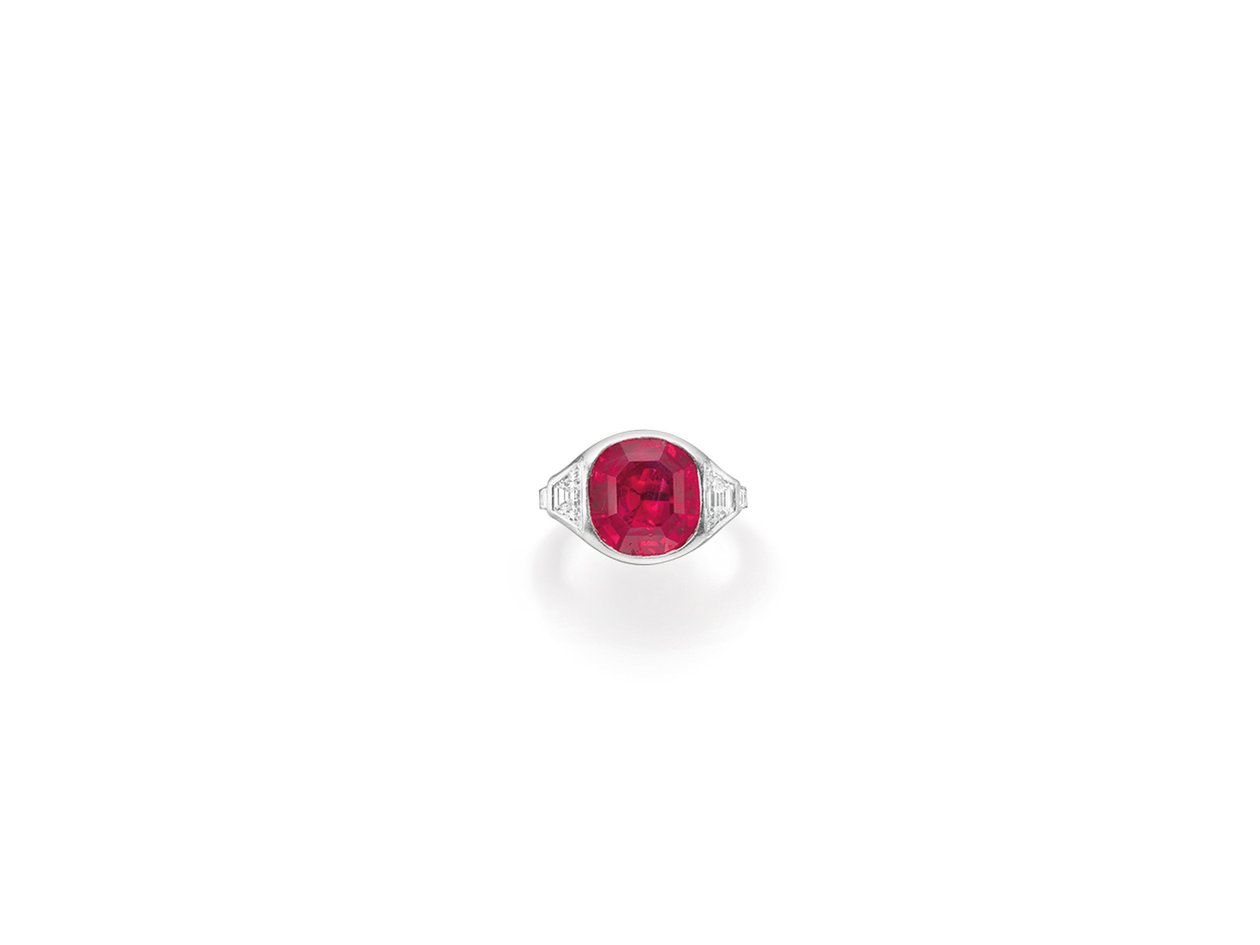 Art Deco ring, ca. 1930 (ruby, diamanter og platin) af Tiffany and Company