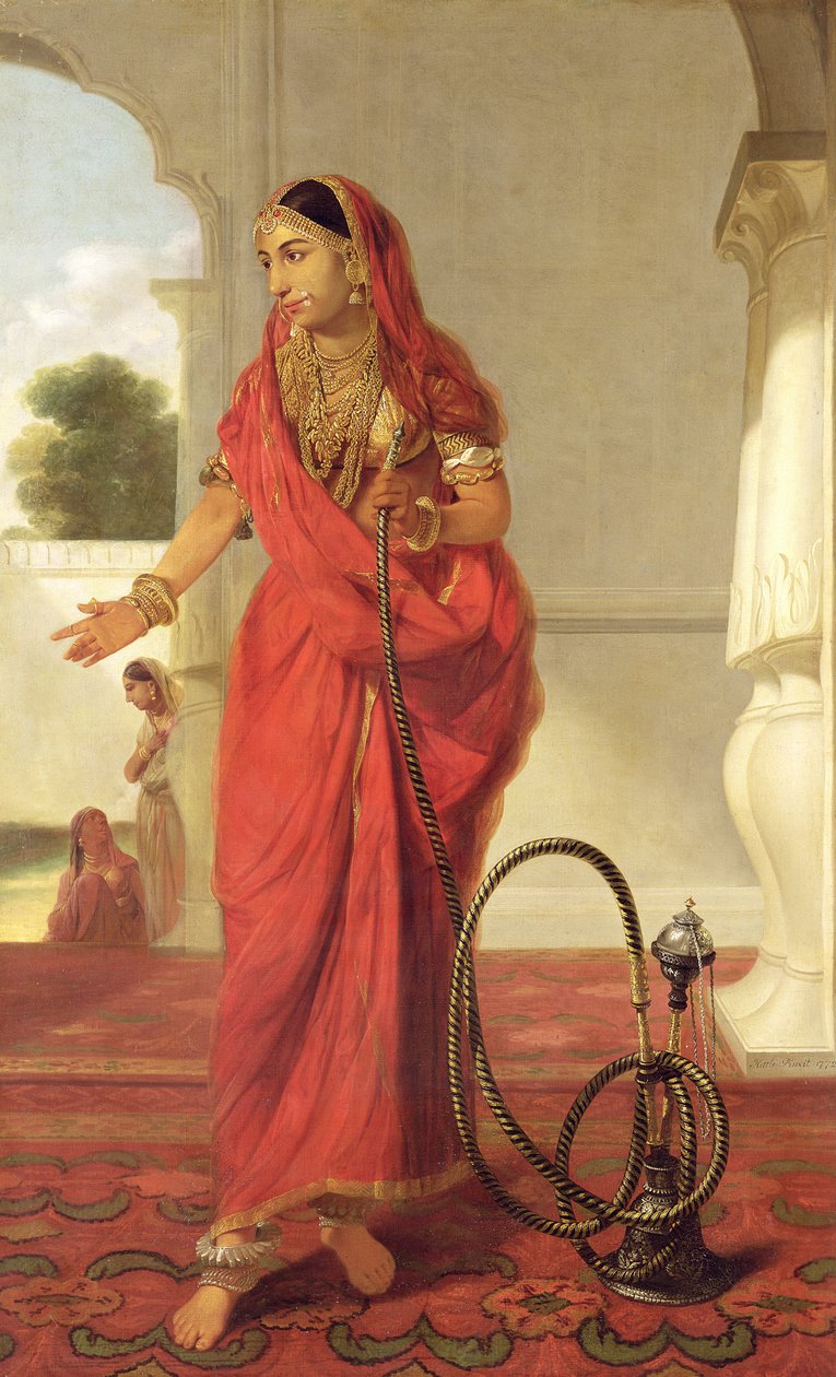 En indiansk dansende pige med vandpibe, 1772 af Tilly Kettle