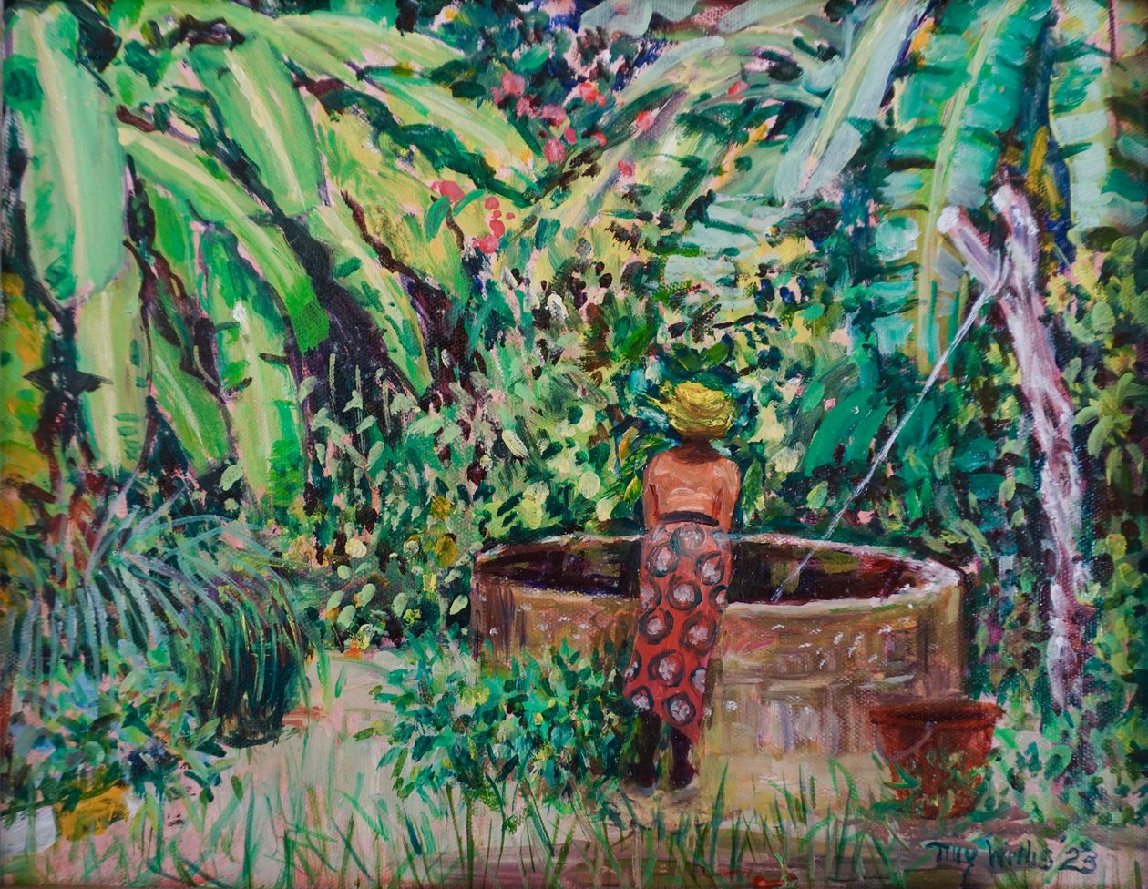 Banana by the Well, 2023 (olie på plade) af Tilly Willis