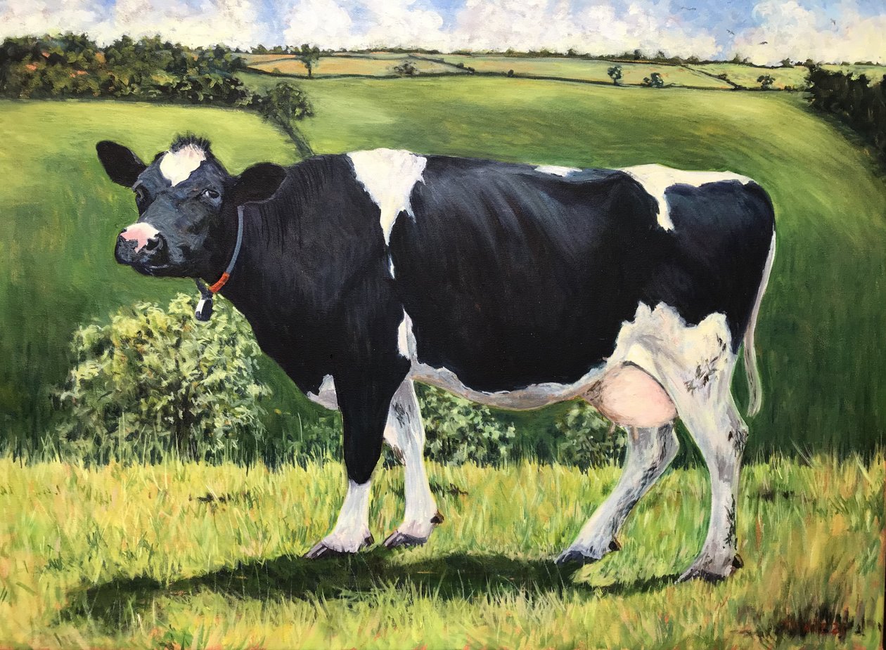 Cow 2021 (olie på lærred) af Tilly Willis