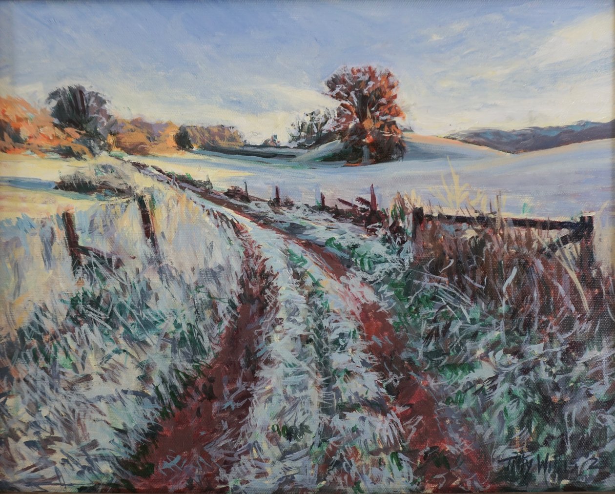 Frozen Morning, 2024 (olie på plade) af Tilly Willis
