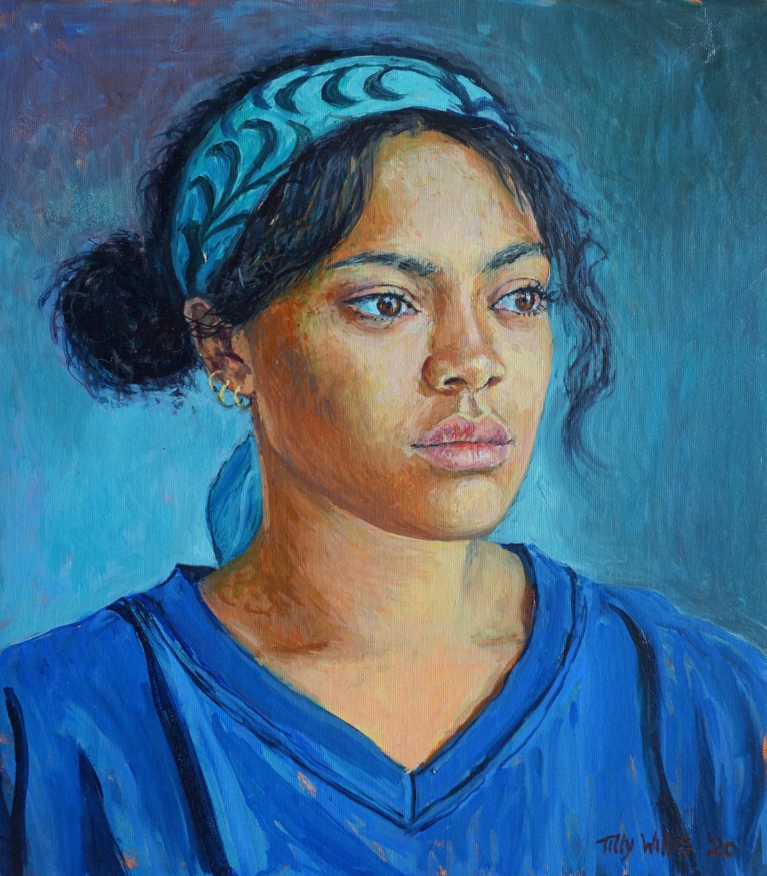 Girl in Blue 2020 (olie på lærred) af Tilly Willis
