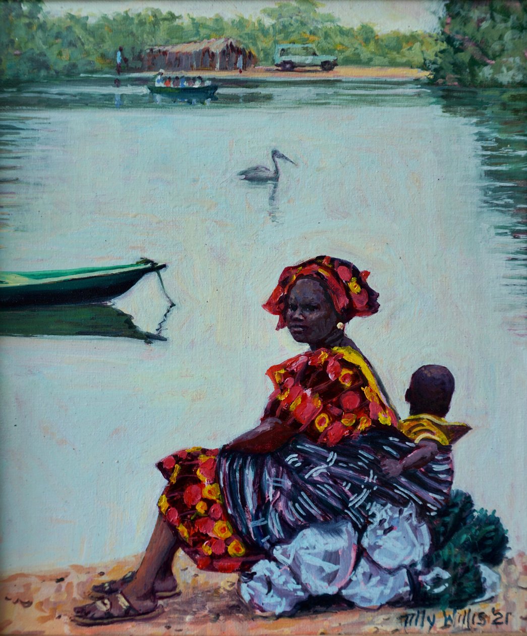 Waiting for the Ferry, 2023 (olie på lærred) af Tilly Willis