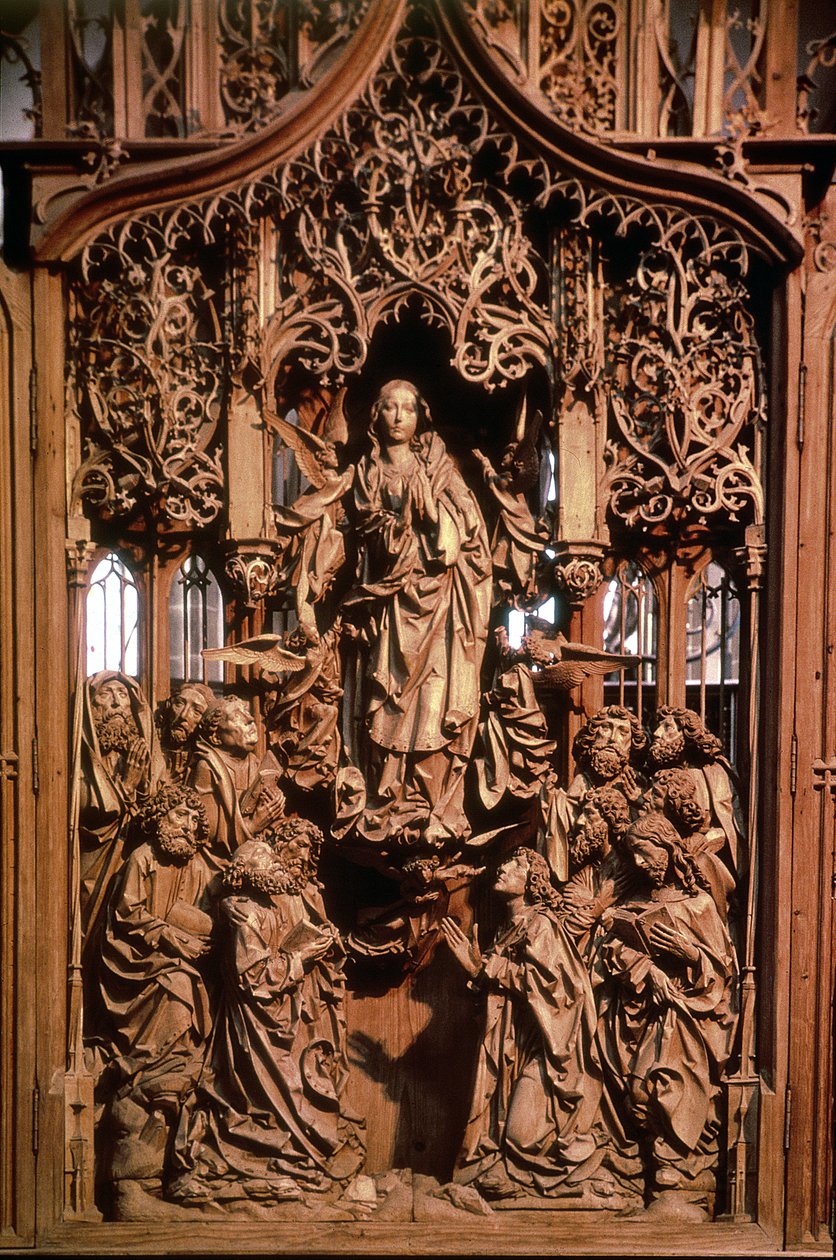 Jomfruens himmelfart, midterpanel på Marienaltaren, 1505-10 (kalktræ) af Tilman Riemenschneider