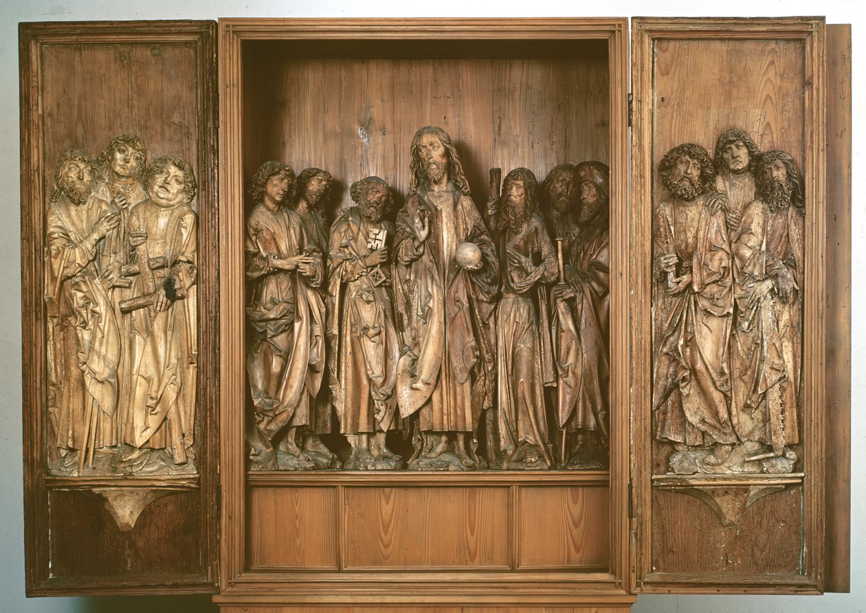 Windsheim Triptykon, der forestiller Kristus med de tolv apostle (træ) af Tilman Riemenschneider