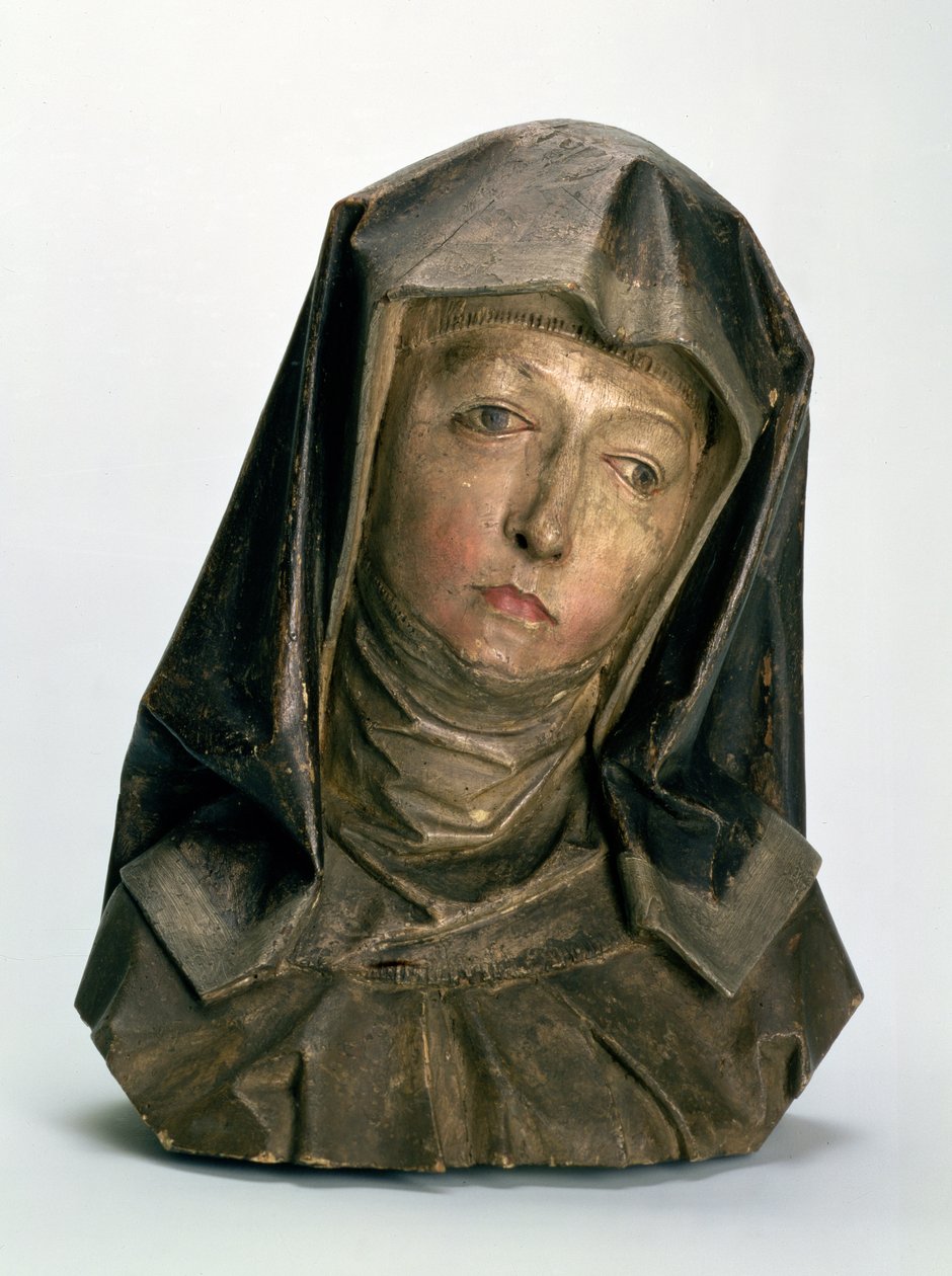 Hoved af St. Anne, 1500-10 (malet træ) af Tilman Riemenschneider