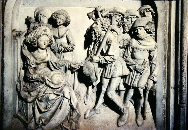 Grav af Henri II (973-1024) og hans kone Kunigunde, detalje af Kunigunde, der afskediger uærlige tjenere af Tilman Riemenschneider
