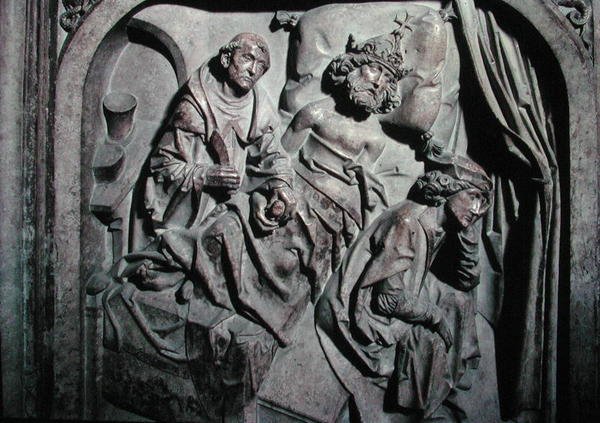 Graven af Henri II (973-1024) og hans kone Kunigunde, detalje af kejseren opereret af St. Benedikt af Tilman Riemenschneider