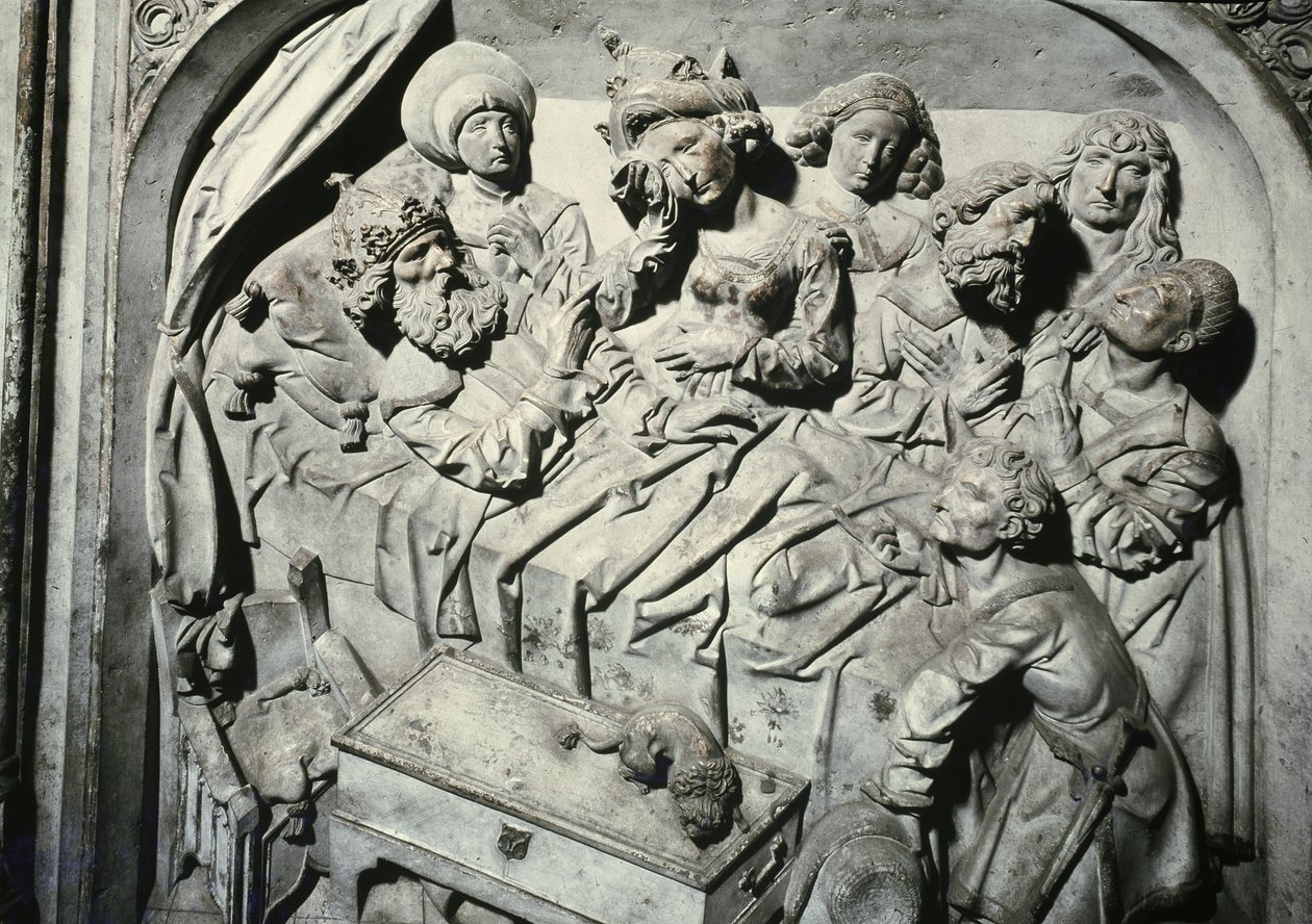 Grav af Henri II 973-1024 og hans kone Kunigunde, detalje af kejserens død, 1499-1513 sten af Tilman Riemenschneider