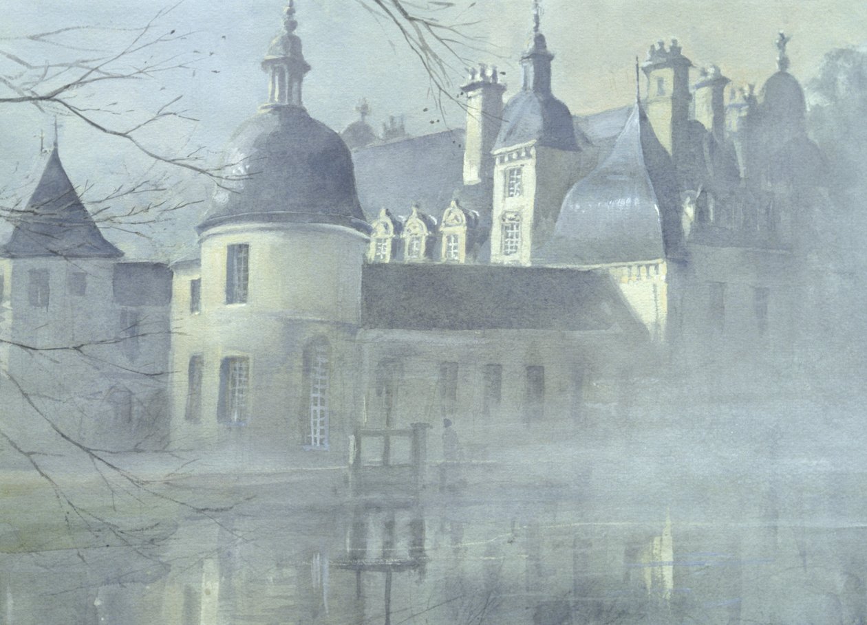 Chateau Tanlay, Tonnere, Bourgogne (wc på papir) af Tim Scott Bolton