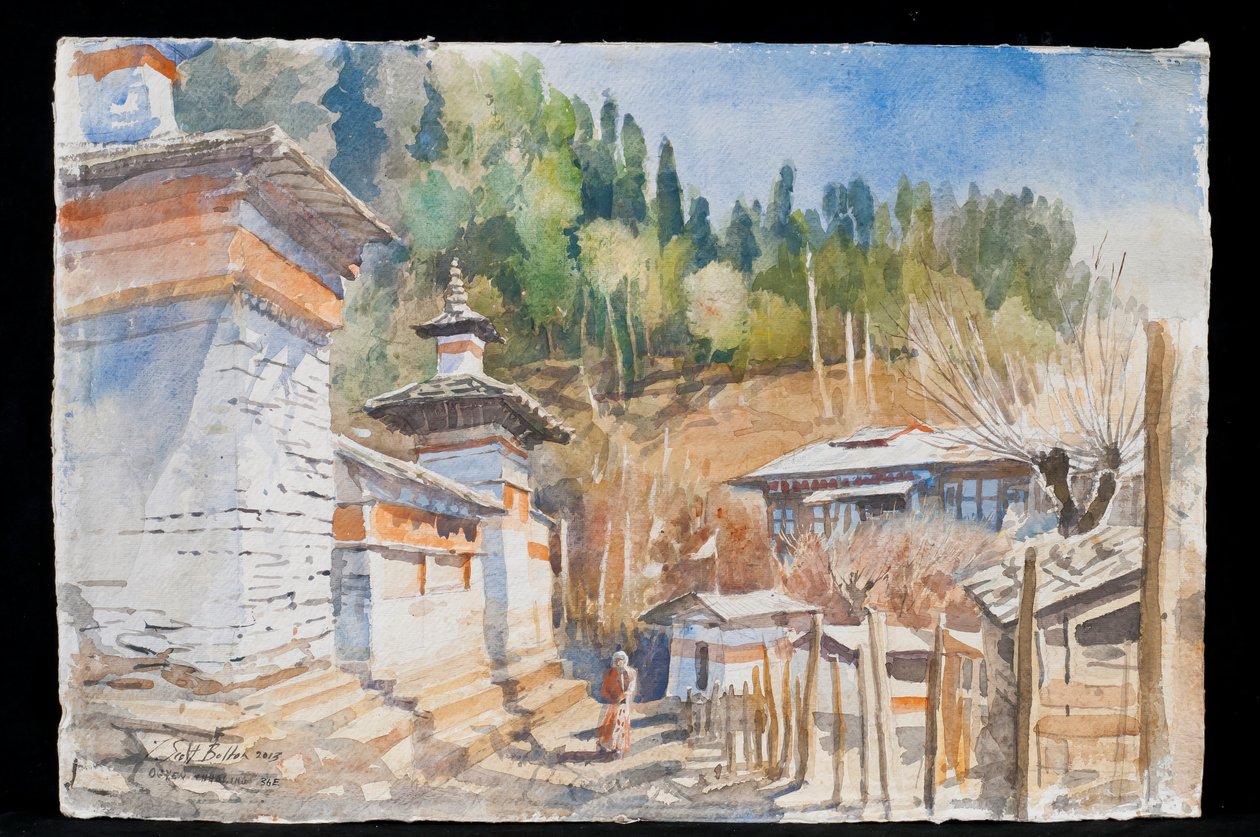 Ogayen Choling Prayer Wall, Bhutan, 2018 af Tim Scott Bolton
