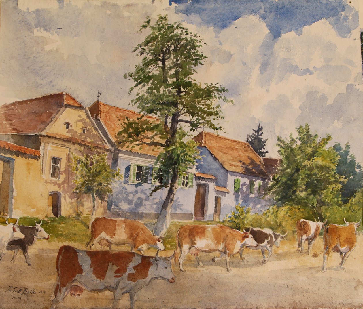 Viscri House Cows, 2015 af Tim Scott Bolton