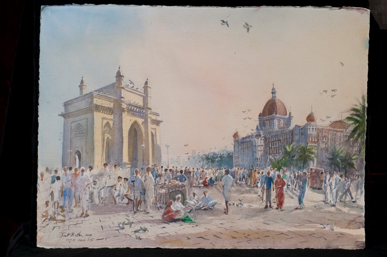 Gate of India, Bombay, 2009 (wc på papir) af Tim Scott Bolton