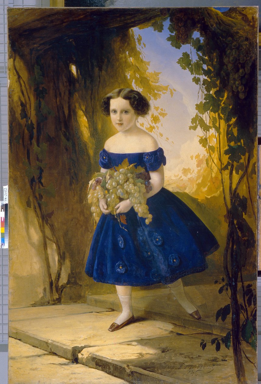 Prinsesse Maria Maximilianovna af Leuchtenberg (1841-1914), barn. Maleri af Timofei Andreyevich Neff (1805-1876), olie på lærred af Timofei Andreyevich Neff
