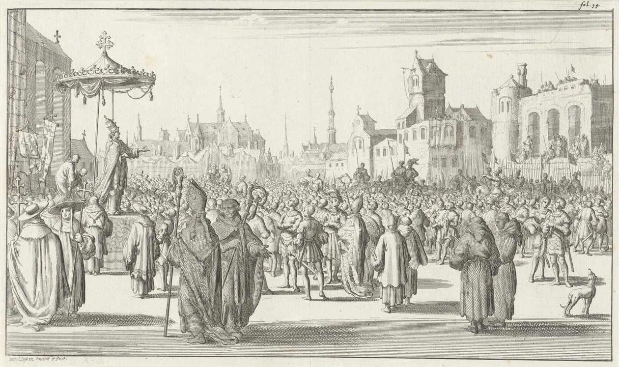 Pave Urban II prædiker det første korstog, 1683 af Timotheus Ten Hoorn