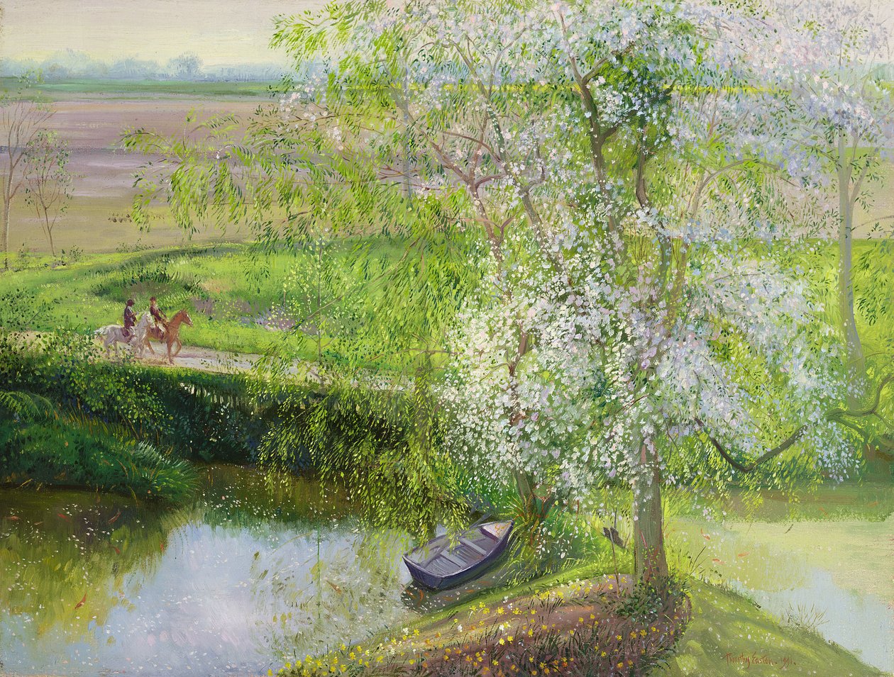 Blomstrende æbletræ og pil, 1991 af Timothy Easton