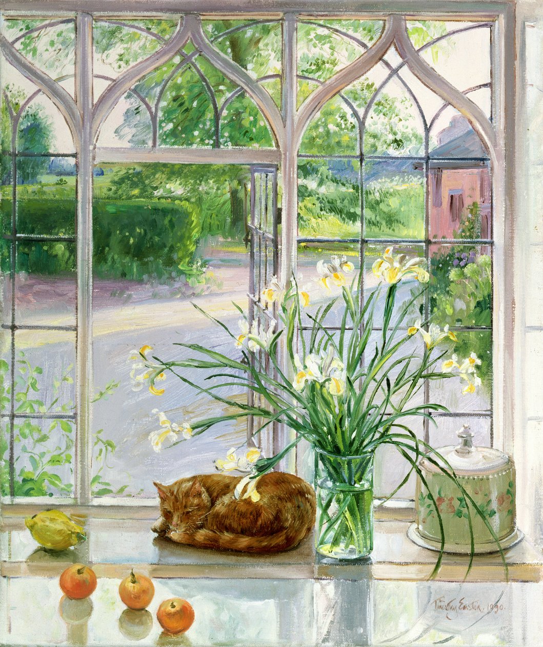 Iriser og sovende kat, 1990 af Timothy Easton