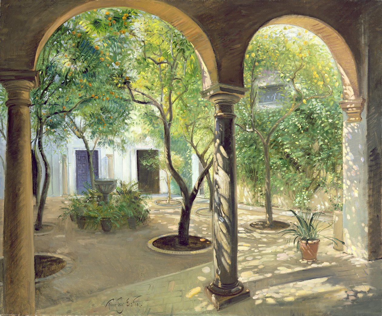 Shaded Courtyard, Vianna Palace, Cordoba af Timothy Easton