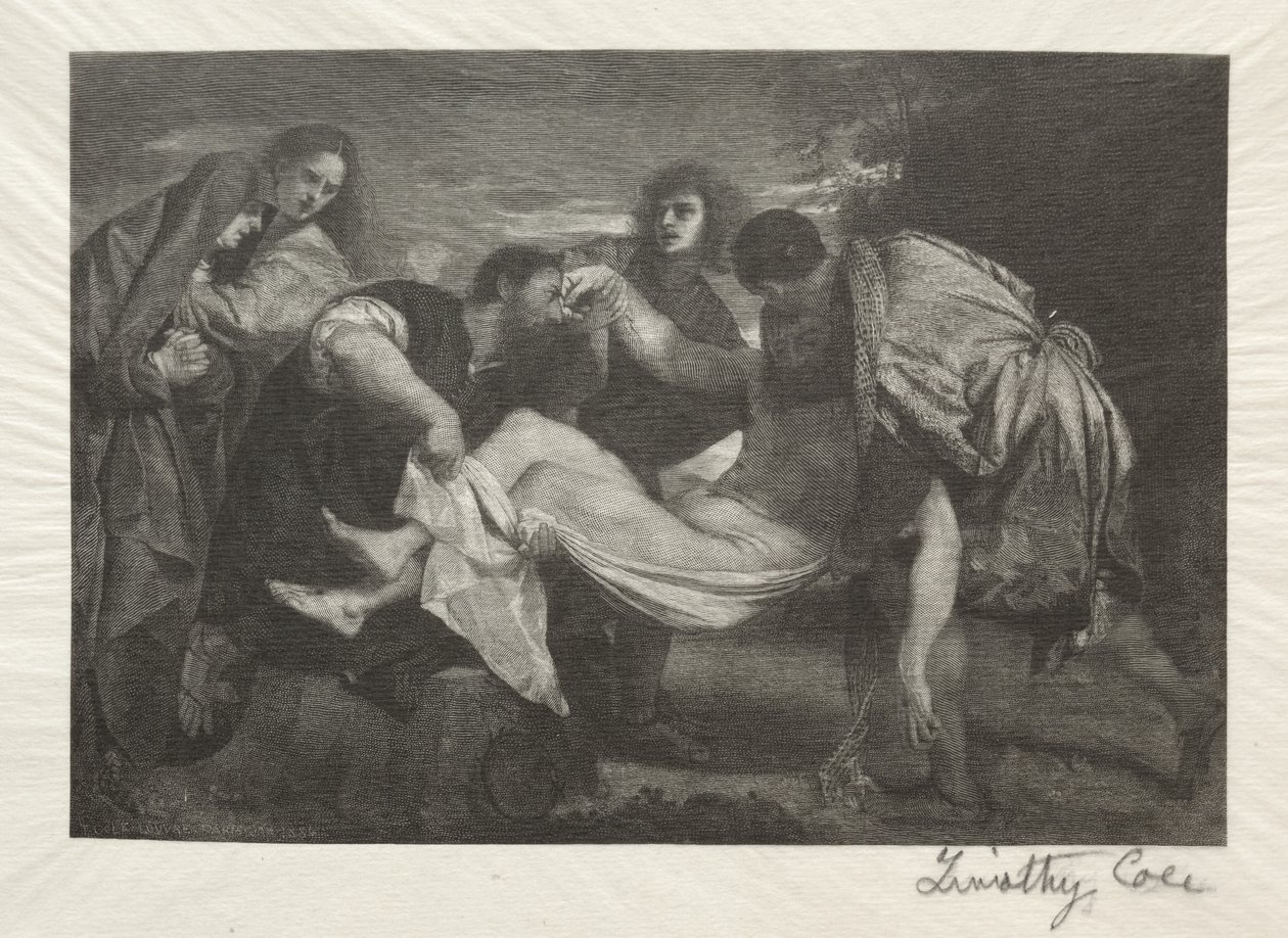 Old Italian Masters: The Entombment, 1889. af Timothy Cole