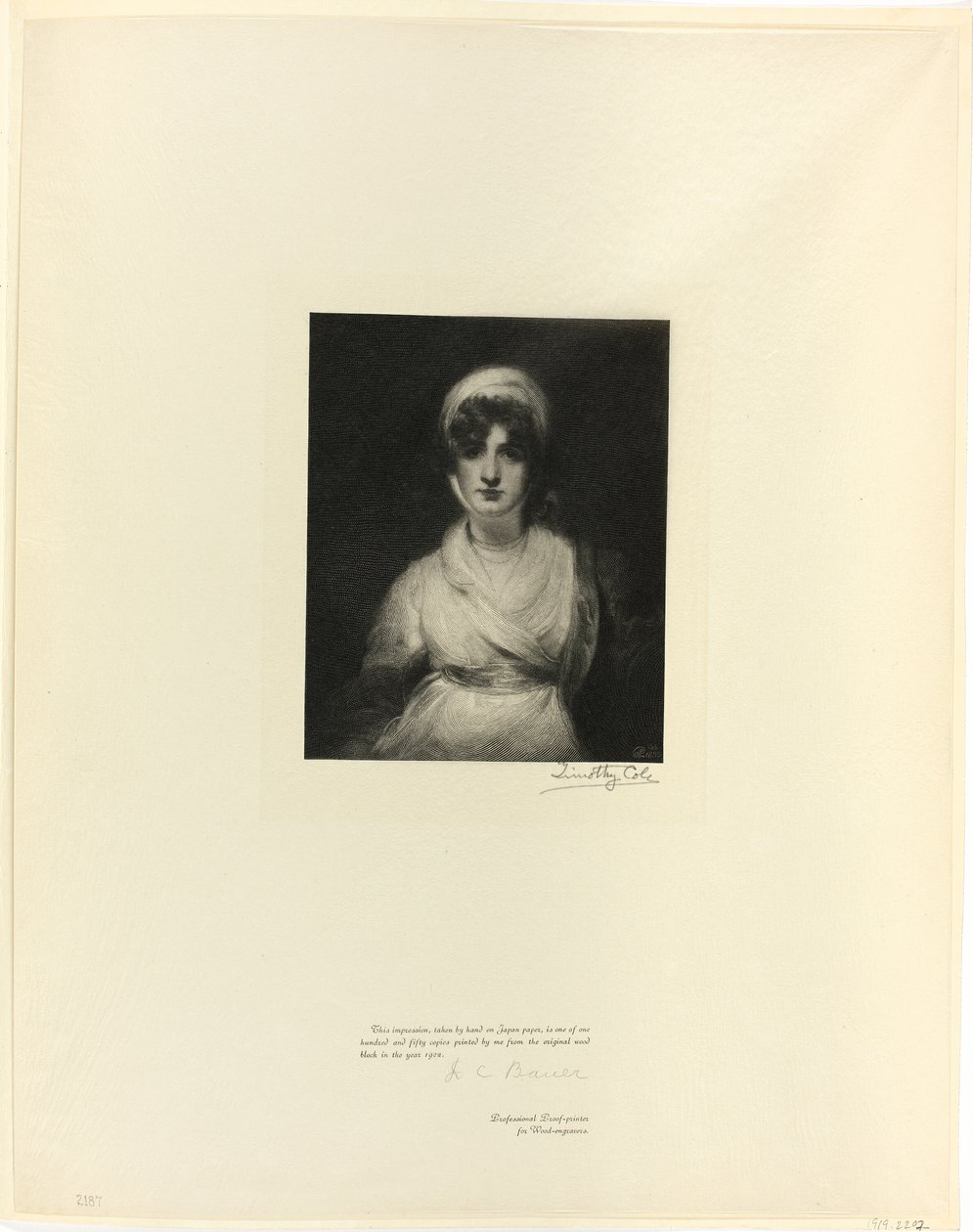 Portræt af Mrs. Siddons, fra Old English Masters af Timothy Cole