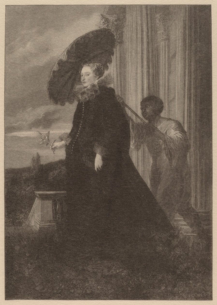 Marchesa Elena Grimaldi, kone til markis Nicola Cattaneo af Timothy Cole after Sir Anthony van Dyck