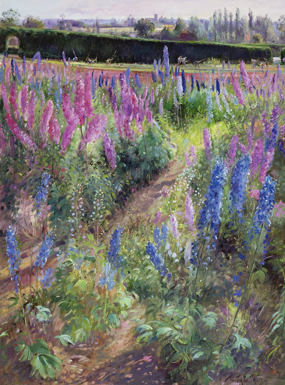 Ridderspore og Høns, 1991 af Timothy Easton