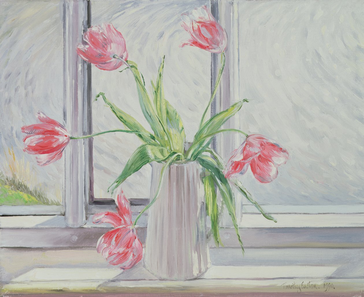 Tulipaner mod bevægende vand af Timothy Easton