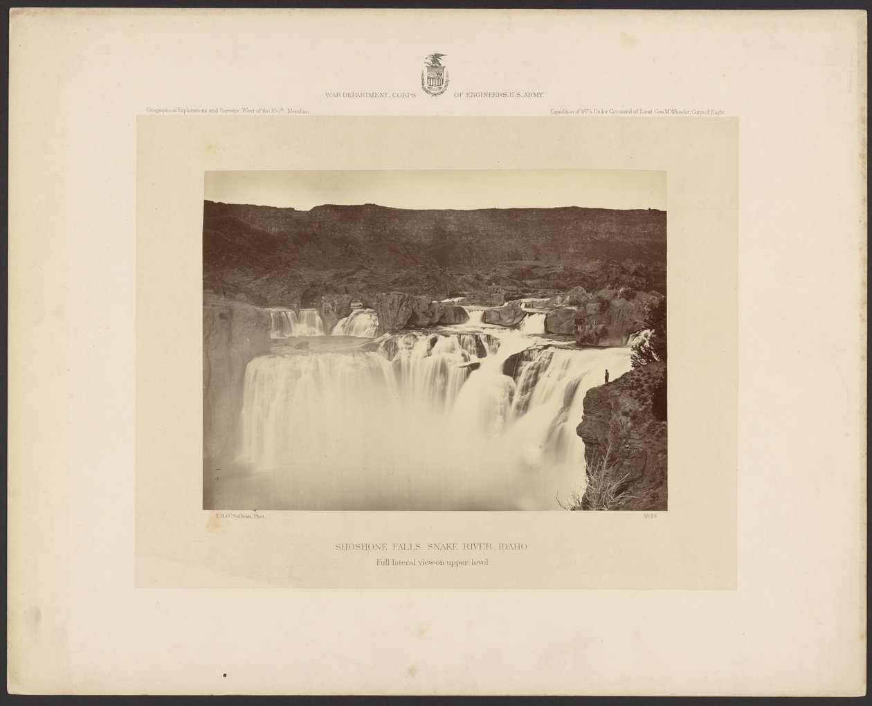 Shoshone Falls, Snake River, Idaho, fuld sideudsigt på øverste niveau af Timothy H. OSullivan