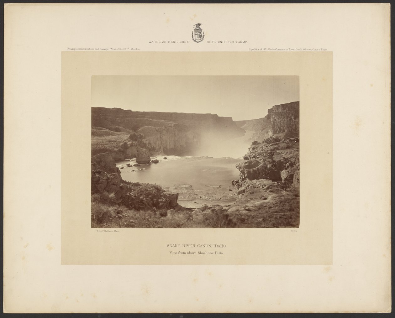 Snake River Cañon, Idaho, udsigt fra over Shoshone Falls af Timothy H. OSullivan